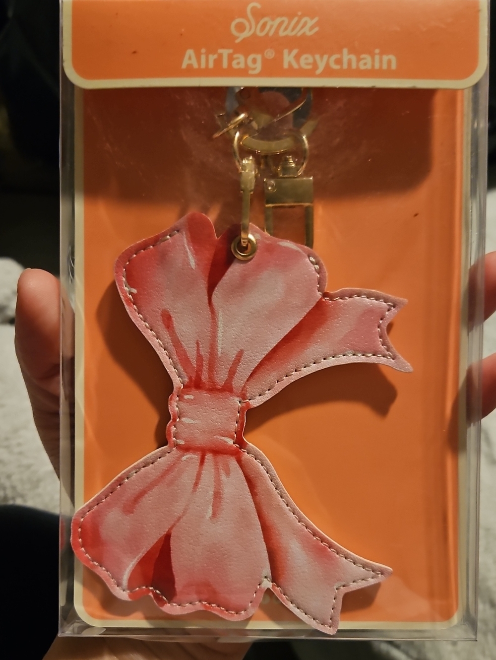 Sonix Pink Watercolor Bow AirTag Keychain